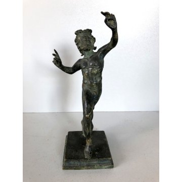 ANTICA SCULTURA BRONZO FIGURA NUDO FAUNO DANZANTE SATIRO ART NOUVEAU PRIMO 900