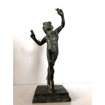 ANTICA SCULTURA BRONZO FIGURA NUDO FAUNO DANZANTE SATIRO ART NOUVEAU PRIMO 900