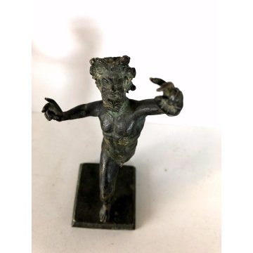 ANTICA SCULTURA BRONZO FIGURA NUDO FAUNO DANZANTE SATIRO ART NOUVEAU PRIMO 900