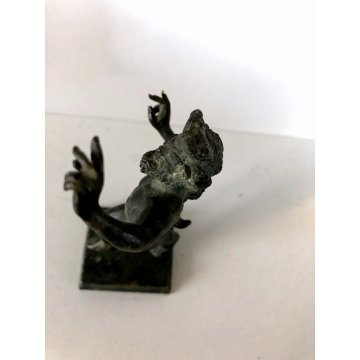 ANTICA SCULTURA BRONZO FIGURA NUDO FAUNO DANZANTE SATIRO ART NOUVEAU PRIMO 900