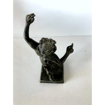 ANTICA SCULTURA BRONZO FIGURA NUDO FAUNO DANZANTE SATIRO ART NOUVEAU PRIMO 900