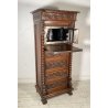 ANTICO SECRETAIRE RIBALTA MASCHERONE CASSAFORTE LEGNO NOCE FINE 1800 SICUREZZA