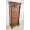 ANTICO SECRETAIRE RIBALTA MASCHERONE CASSAFORTE LEGNO NOCE FINE 1800 SICUREZZA