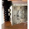 ANTICO SECRETAIRE RIBALTA MASCHERONE CASSAFORTE LEGNO NOCE FINE 1800 SICUREZZA