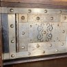 ANTICO SECRETAIRE RIBALTA MASCHERONE CASSAFORTE LEGNO NOCE FINE 1800 SICUREZZA