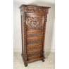 ANTICO SECRETAIRE RIBALTA MASCHERONE CASSAFORTE LEGNO NOCE FINE 1800 SICUREZZA
