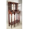ANTICA CONSOLLE ETAGERE SPECCHIO ALZATA MOGANO PRIMI 1900 DECORI BRONZO CASSETTI
