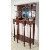 ANTICA CONSOLLE ETAGERE SPECCHIO ALZATA MOGANO PRIMI 1900 DECORI BRONZO CASSETTI