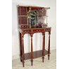 ANTICA CONSOLLE ETAGERE SPECCHIO ALZATA MOGANO PRIMI 1900 DECORI BRONZO CASSETTI