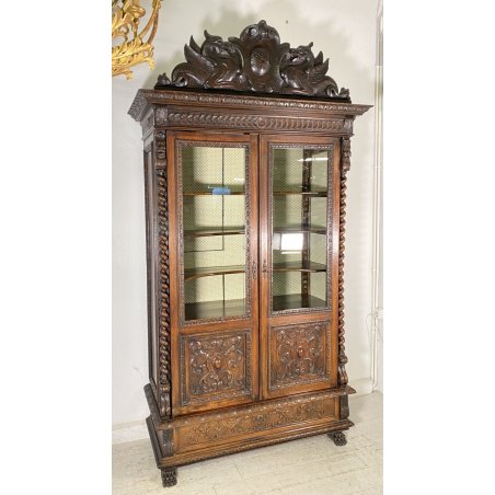 ANTICO ARMADIO VETRINA BAROCCO MASCHERONE FINE 1800 MOBILE DISPENSA GUARDAROBA