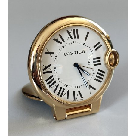Must de Cartier Ballon Blu OROLOGIO TAVOLO quartz SVEGLIA VIAGGIO DORATO vintage