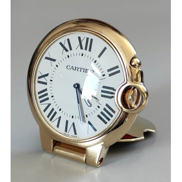 Must de Cartier Ballon Blu OROLOGIO TAVOLO quartz SVEGLIA VIAGGIO DORATO vintage