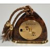 Gucci OROLOGIO TAVOLO quartz SVEGLIA VIAGGIO RADICA ORO vintage BOX GREEN