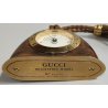 Gucci OROLOGIO TAVOLO quartz SVEGLIA VIAGGIO RADICA ORO vintage BOX GREEN