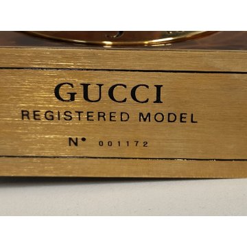 Gucci OROLOGIO TAVOLO quartz SVEGLIA VIAGGIO RADICA ORO vintage BOX GREEN