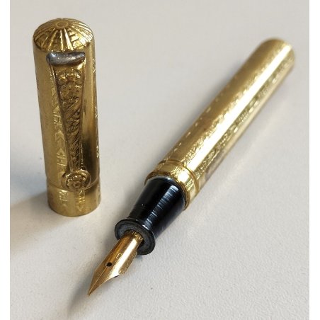 ANTICA PENNA STILOGRAFICA stile Trench Art EPOCA 1900 cesellata OLD FOUNTAIN PEN