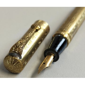 ANTICA PENNA STILOGRAFICA stile Trench Art EPOCA 1900 cesellata OLD FOUNTAIN PEN