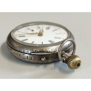 ANTICO OROLOGIO TASCA epoca 1900 ARGENTO 800 Remontoir Cylindre OLD POCKET WATCH
