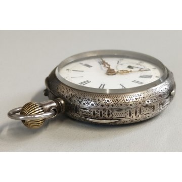ANTICO OROLOGIO TASCA epoca 1900 ARGENTO 800 Remontoir Cylindre OLD POCKET WATCH