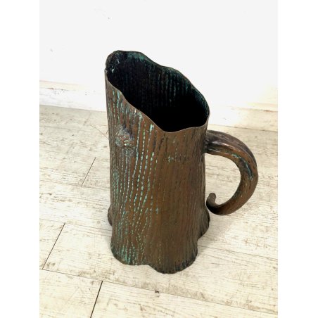 PORTAOMBRELLI VINTAGE RAME MARTELLATO LAVORATO in FORMA di TRONCO ALBERO '900