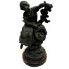 COPPIA ANTICA SCULTURA ANTIMONIO FANCIULLA Les raisins Les Cerises Par F. Moreau
