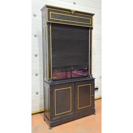 ANTICO MOBILE VETRINA CASSAFORTE SERRANDA CREDENZA BUFFET FERRO VETRO 1800 EPOCA