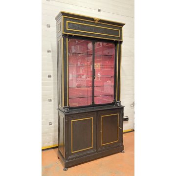 ANTICO MOBILE VETRINA CASSAFORTE SERRANDA CREDENZA BUFFET FERRO VETRO 1800 EPOCA