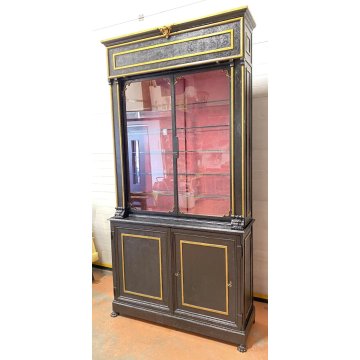 ANTICO MOBILE VETRINA CASSAFORTE SERRANDA CREDENZA BUFFET FERRO VETRO 1800 EPOCA