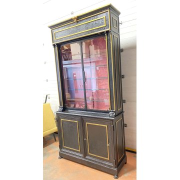 ANTICO MOBILE VETRINA CASSAFORTE SERRANDA CREDENZA BUFFET FERRO VETRO 1800 EPOCA