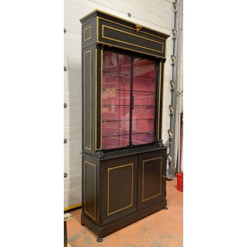 ANTICO MOBILE VETRINA CASSAFORTE SERRANDA CREDENZA BUFFET FERRO VETRO 1800 EPOCA