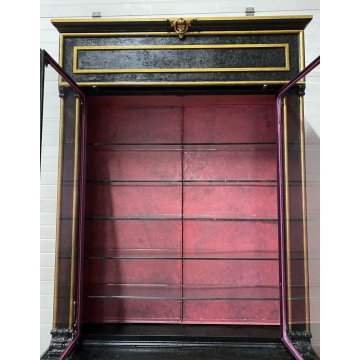 ANTICO MOBILE VETRINA CASSAFORTE SERRANDA CREDENZA BUFFET FERRO VETRO 1800 EPOCA