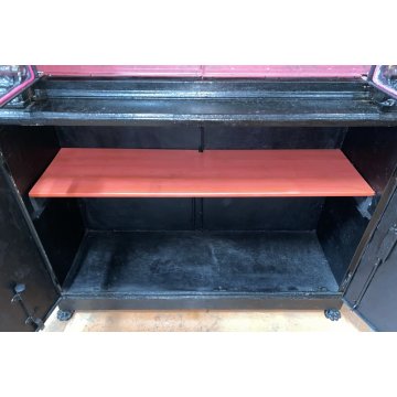 ANTICO MOBILE VETRINA CASSAFORTE SERRANDA CREDENZA BUFFET FERRO VETRO 1800 EPOCA