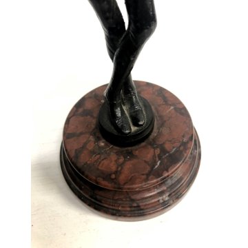 PICCOLA SCULTURA BRONZO MARMO TROVATORE MENESTRELLO SUONATORE MANDOLINO '800/900