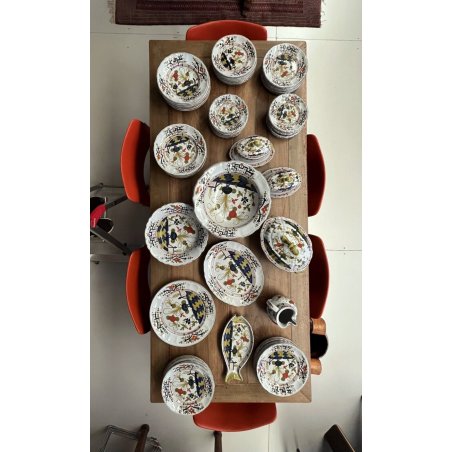 ANTICO SERVIZIO PIATTI 12 pers MAIOLICA Antica Faenza COMPLETO DECORO GAROFANO