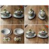 ANTICO SERVIZIO PIATTI 12 pers MAIOLICA Antica Faenza COMPLETO DECORO GAROFANO