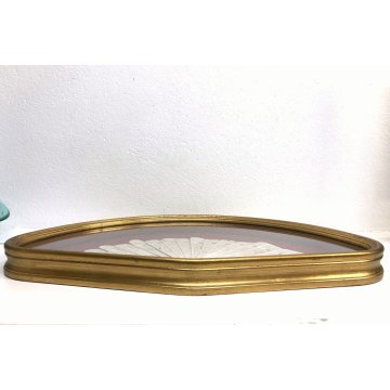 ANTICO VENTAGLIO VINTAGE DECORO TRAFORATO SCIMMIE ART DECO' TECA LEGNO ORO '900