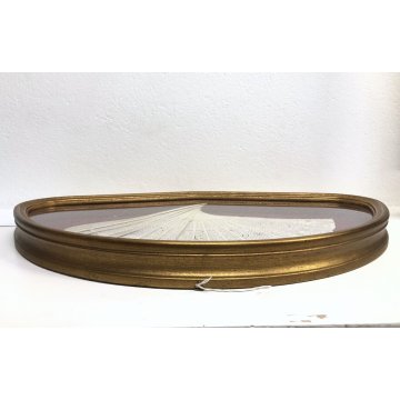 ANTICO VENTAGLIO VINTAGE DECORO TRAFORATO SCIMMIE ART DECO' TECA LEGNO ORO '900