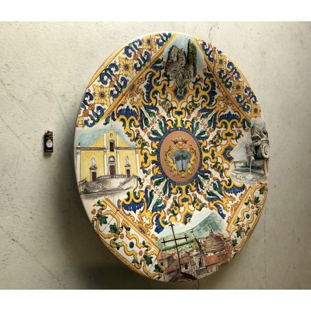 ENORME PIATTO PARATA CERAMICA Cerreto Sannita San Lorenzello ø 82 BENEVENTO '900