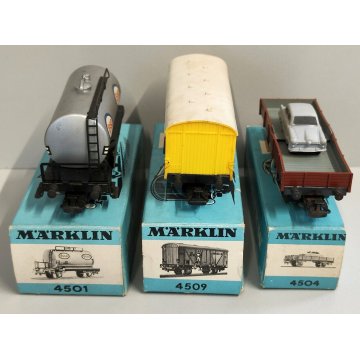 Marklin 4501 4504 4509 Lotto 3 vagoni DB Cargo Auto Esso TRENINO H0 Vintage BOX