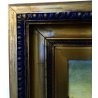 GRANDE QUADRO OLIO TELA R. Dearn Evening PAESAGGIO NORDICO GREGGE VALLE FIUME