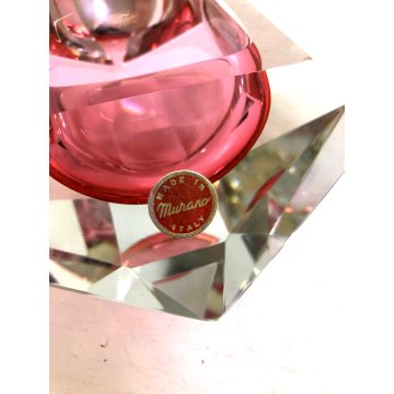 POSACENERE SVUOTATASCHE VETRO MURANO ROSA Flavio Poli SFACCETTATO PINK GLASS '70