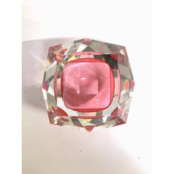 POSACENERE SVUOTATASCHE VETRO MURANO ROSA Flavio Poli SFACCETTATO PINK GLASS '70