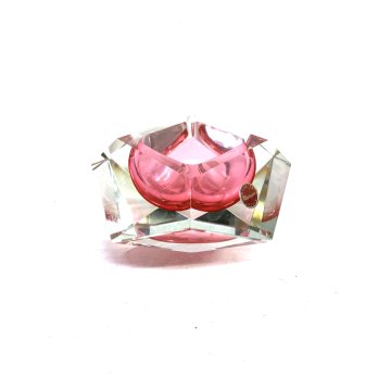 POSACENERE SVUOTATASCHE VETRO MURANO ROSA Flavio Poli SFACCETTATO PINK GLASS '70