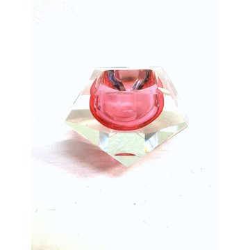 POSACENERE SVUOTATASCHE VETRO MURANO ROSA Flavio Poli SFACCETTATO PINK GLASS '70