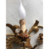 GRANDE APPLIQUE FERRO BATTUTO '900 RAMAGE FOGLIE ORO 7 LUCI LAMPADA PARETE OLD