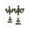 ANTICA COPPIA CANDELABRO MARMO OTTONE CANDELIERE PORTA CANDELA 5 BRACCI '900