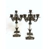 ANTICA COPPIA CANDELABRO MARMO OTTONE CANDELIERE PORTA CANDELA 5 BRACCI '900