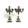 ANTICA COPPIA CANDELABRO MARMO OTTONE CANDELIERE PORTA CANDELA 5 BRACCI '900