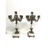 ANTICA COPPIA CANDELABRO MARMO OTTONE CANDELIERE PORTA CANDELA 5 BRACCI '900