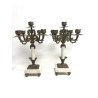 ANTICA COPPIA CANDELABRO MARMO OTTONE CANDELIERE PORTA CANDELA 5 BRACCI '900